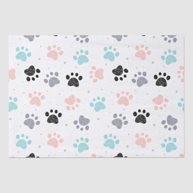 Papier Mousseline Anniversaire pour chiens, empreintes de pattes de  (Recto)