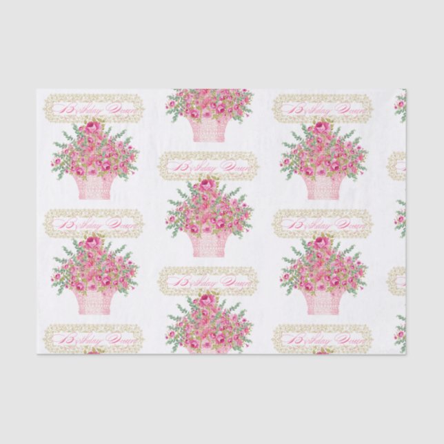 Papier Mousseline Anniversaire Reine, Joyeux Anniversaire Tissu Papi (Recto)