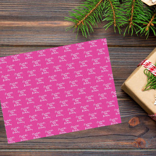 Papier Mousseline Anniversaire rose chaud blanc nom girly