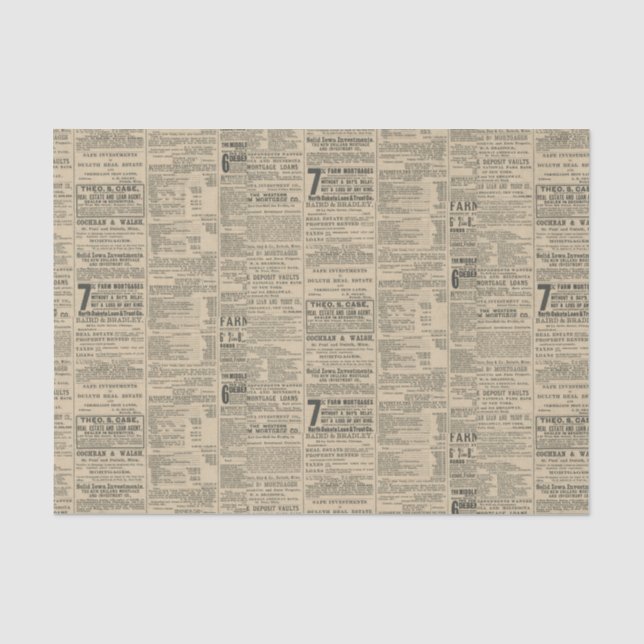 Papier Mousseline Annonce de journal antique (Recto)