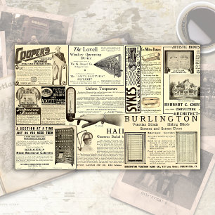 Papier Mousseline Annonces Vintages d'antiquité Ephemera