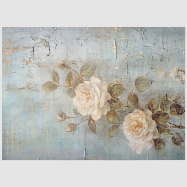 Papier Mousseline Antique Blue Romance Design Series 1 (Recto)