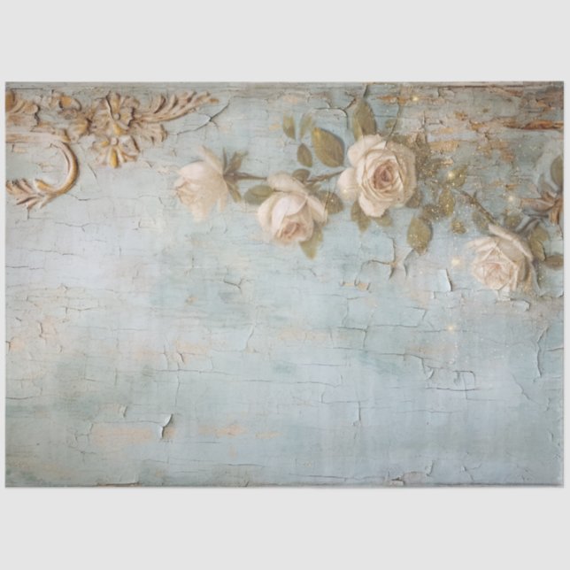 Papier Mousseline Antique Blue Romance Design Series 9 (Recto)