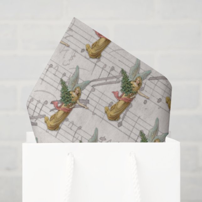 Papier Mousseline Antique Christmas Tree Angel Victorian Christian (Sac cadeau)