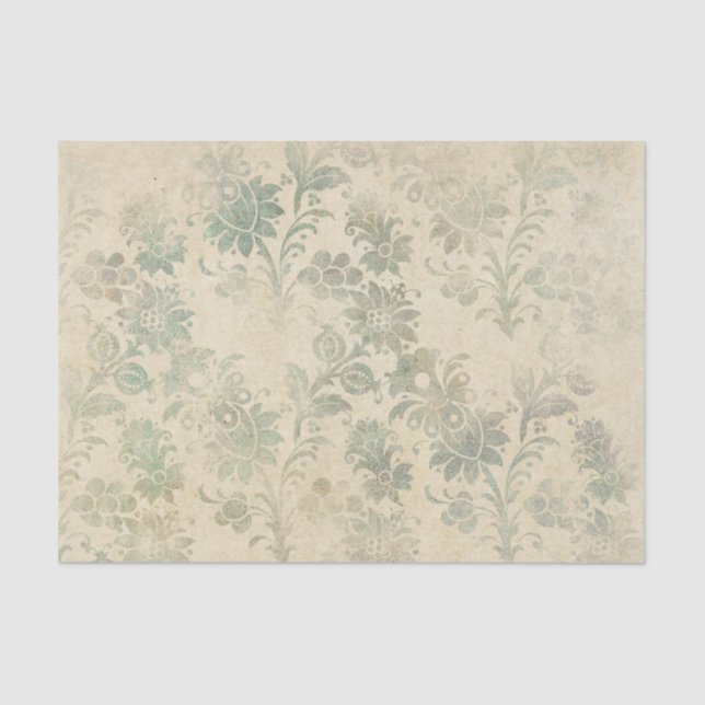 Papier Mousseline Antique Damask Floral (Recto)