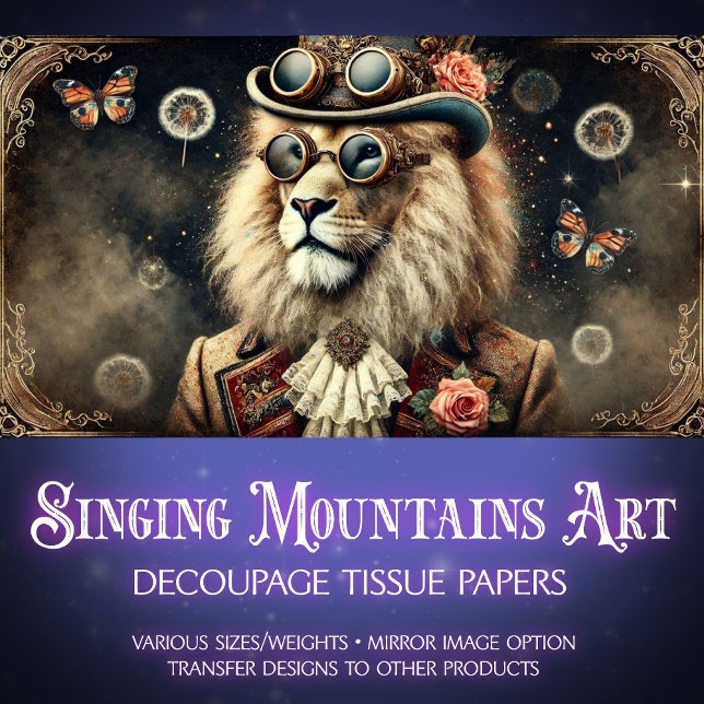 Papier Mousseline Antique Découpage Vintage de Lion Steampunk (Créateur téléchargé)