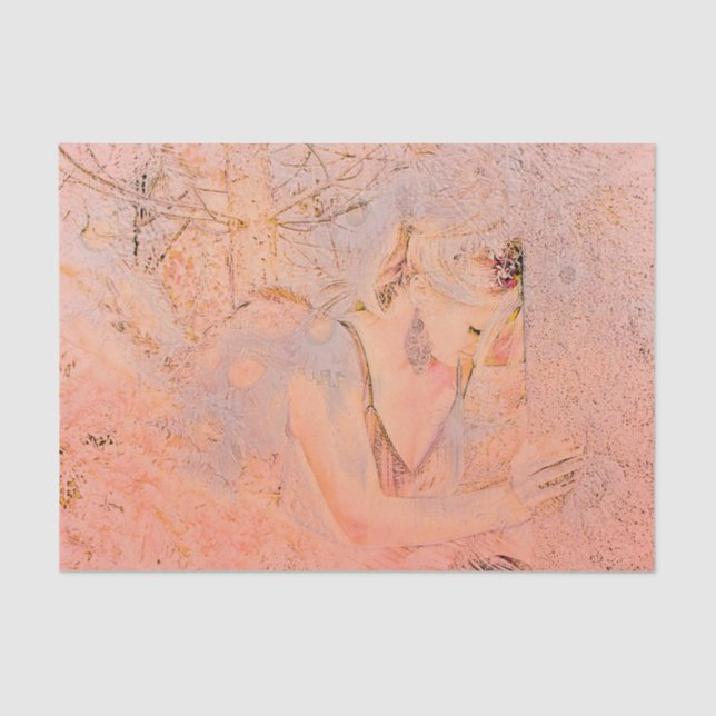 Papier Mousseline Antique florale d'Angel Elegant Rose (Recto)