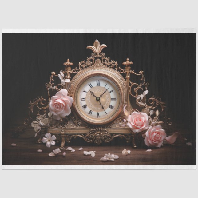 Papier Mousseline Antique Français Table Horloge 4 Papier de découpa (Recto)