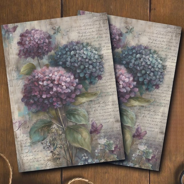 Papier Mousseline Antique Hydrangea Botanical Art Decoupage (Créateur téléchargé)