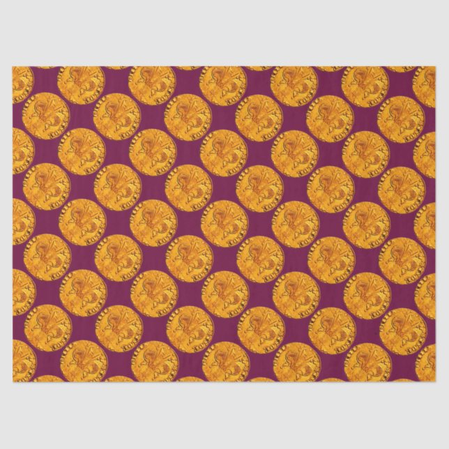 PAPIER MOUSSELINE ANTIQUE OR FLORENTINE FORINT TYRIAN PURANT (Recto)