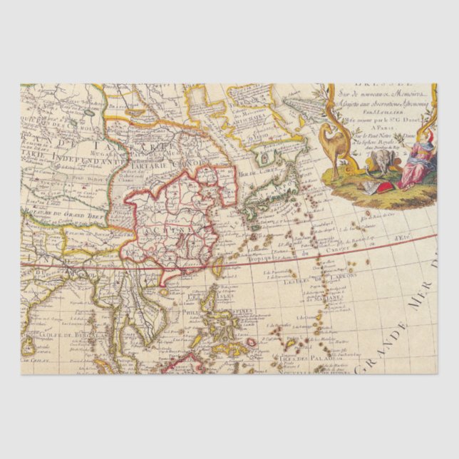 Papier Mousseline Antique vieille carte inspirée (6) (Recto)