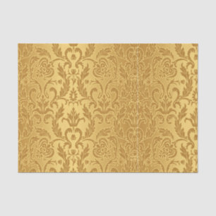 Papier Mousseline antiquité, or, damassé, motif, cru, floral, chic,