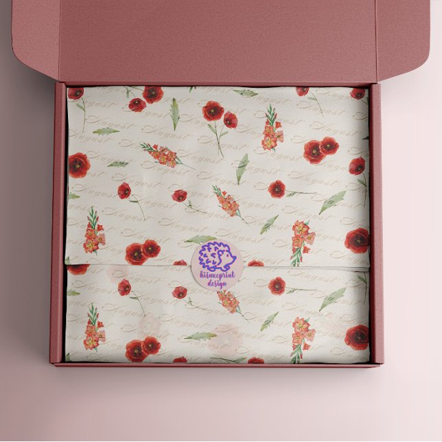 Papier Mousseline Août Mois de naissance Fleurs de pavot Gladiolus (Créateur téléchargé)