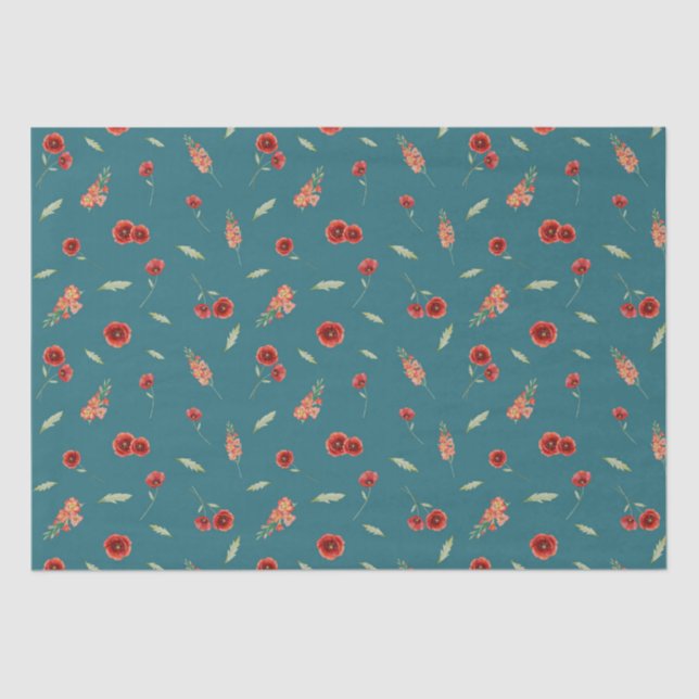 Papier Mousseline Août Mois de naissance Fleurs de pavot Gladiolus (Recto)