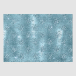 Papier Mousseline Aqua Blue Glitzy Parties scintillant Peacock Plume