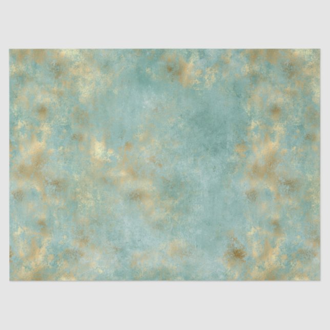 Papier Mousseline Aqua Mint Gold Abstrait (Recto)