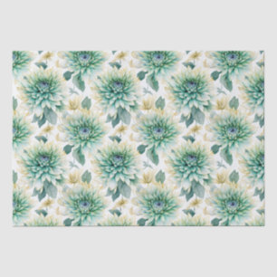Papier Mousseline Aqua Mint White Floral Mariage