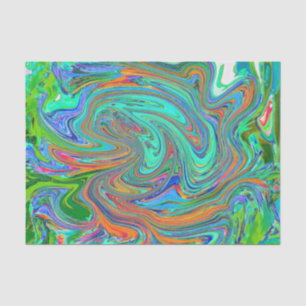 Papier Mousseline Aqua, Orange et Vert Super Art rétro Abstrait