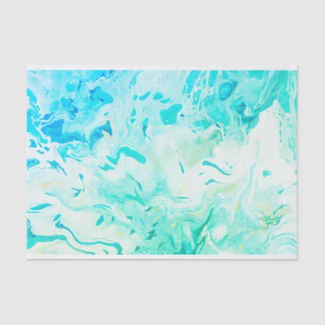 Papier Mousseline Aqua tortille nuances de bleu vert papier de tissu (Recto)