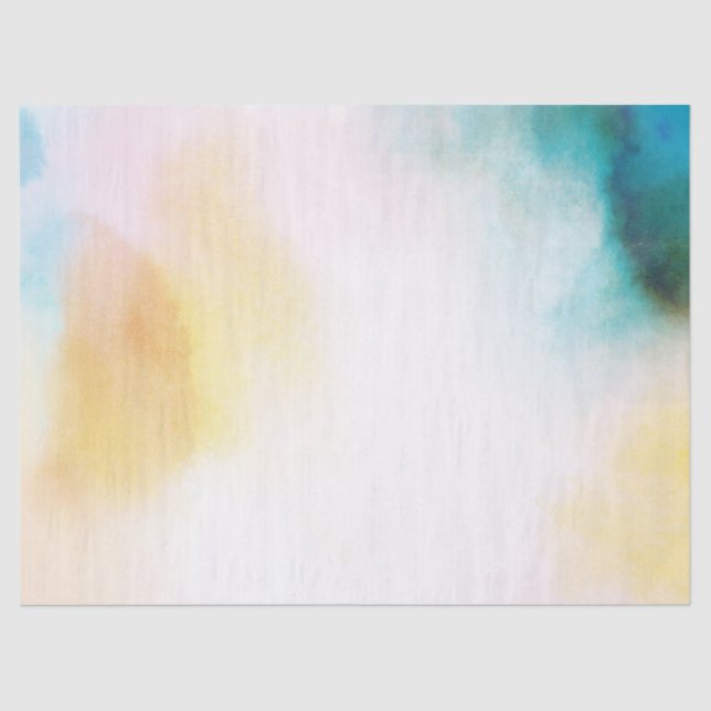 Papier Mousseline Aqua Yellow Gold Blush Tie Dye Ombre (Recto)