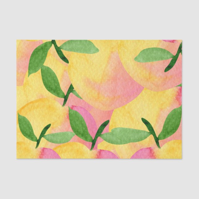 Papier Mousseline Aquarelle Abstraite Peach Fruit (Recto)