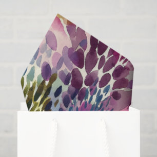 Papier Mousseline Aquarelle abstraite violette et verte