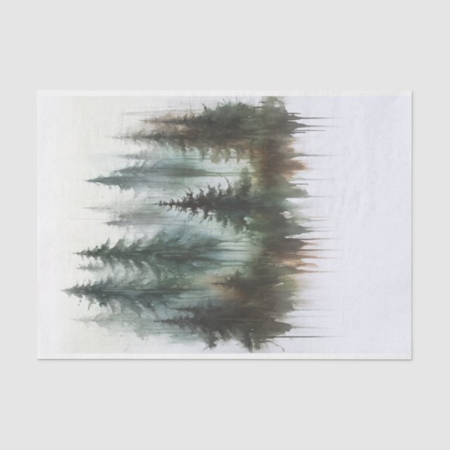 Papier Mousseline Aquarelle Arbres Rustique Wilderness Mariage (Recto)