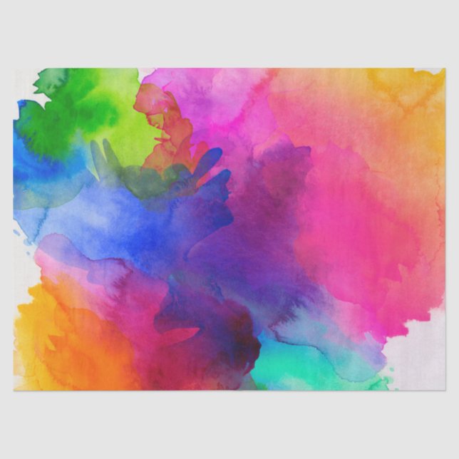 Papier Mousseline Aquarelle arc-en-ciel Abstraite (Recto)