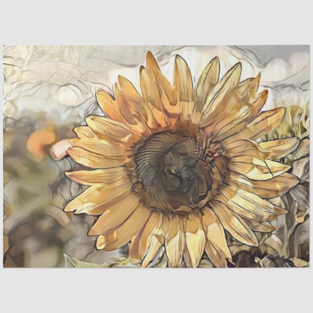 Papier Mousseline Aquarelle Big Tournesol Collection élégante (Recto)