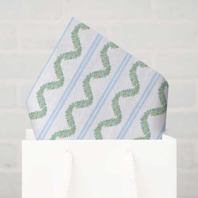 Papier Mousseline Aquarelle bleu Bow Fruit Garland Noël (Sac cadeau)