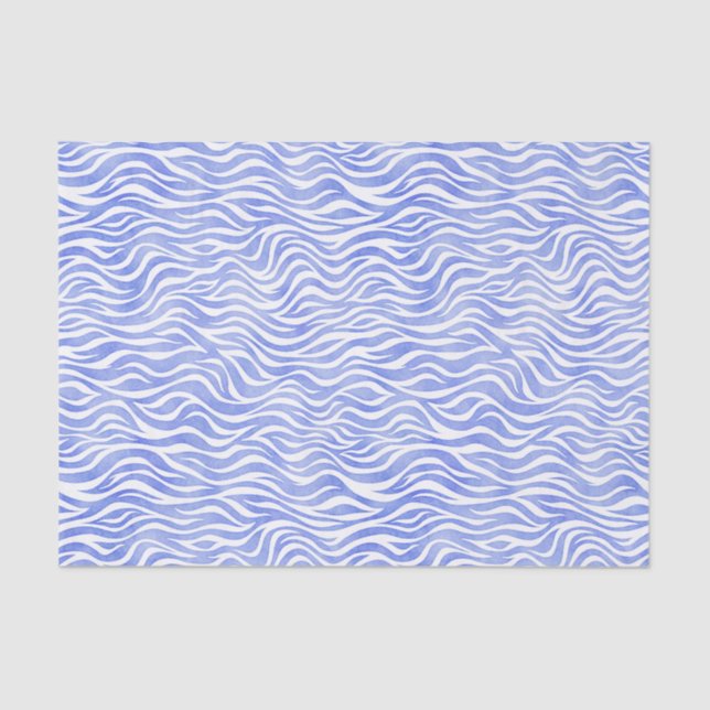 Papier Mousseline Aquarelle bleu Denim Zebra Imprimer (Recto)