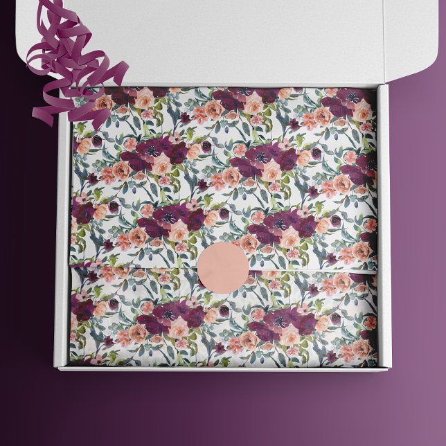 Papier Mousseline Aquarelle bohémienne Grand motif Floral (Créateur téléchargé)