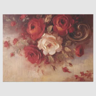 Papier Mousseline Aquarelle bordeaux et blanc or rose français