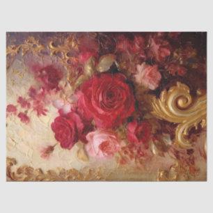 Papier Mousseline Aquarelle bordeaux et rougis or rose français
