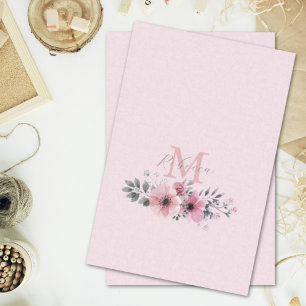 Papier Mousseline Aquarelle botanique chic rose pâle