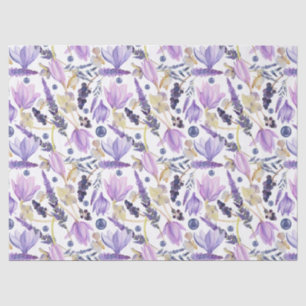 Papier Mousseline Aquarelle Botanique Lavande Fleur sauvage Boho