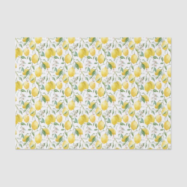 Papier Mousseline Aquarelle Bouquet de citron Motif d'été (Recto)