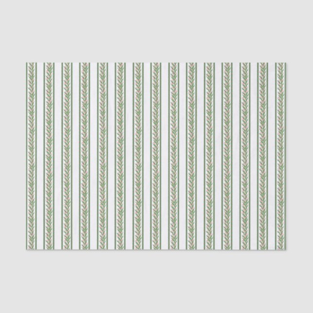 Papier Mousseline Aquarelle Bourgogne et Noël vert Holly (Recto)