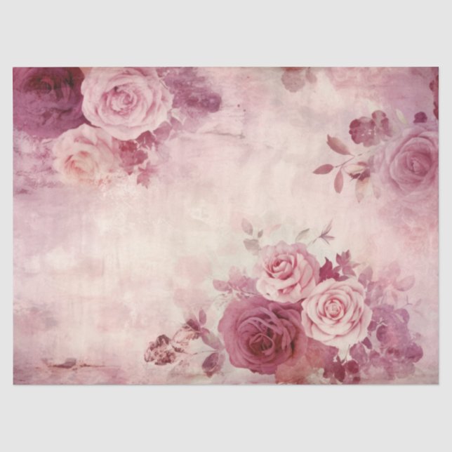 Papier Mousseline Aquarelle chic bordeaux et blush rose français (Recto)