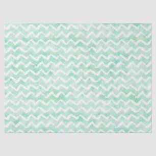 Papier Mousseline Aquarelle Chic Mint Chevron Stripes