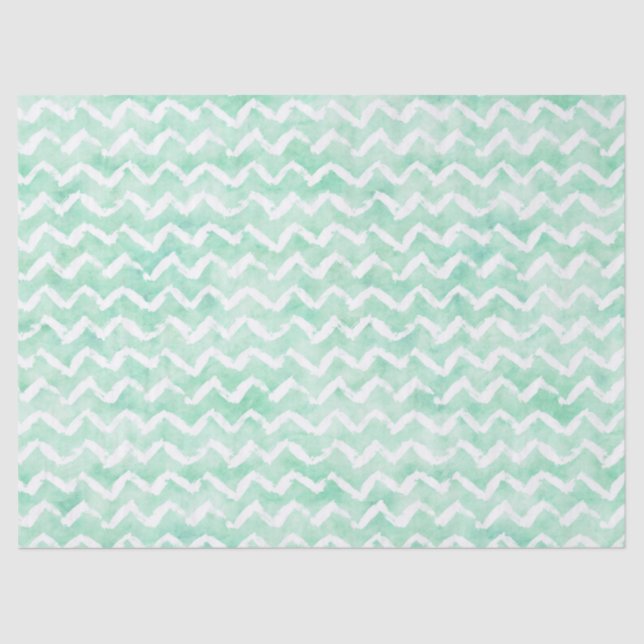 Papier Mousseline Aquarelle Chic Mint Chevron Stripes (Recto)