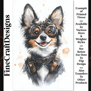 Papier Mousseline Aquarelle Chien Alsacien Puppy, GSD CD8 Découpage