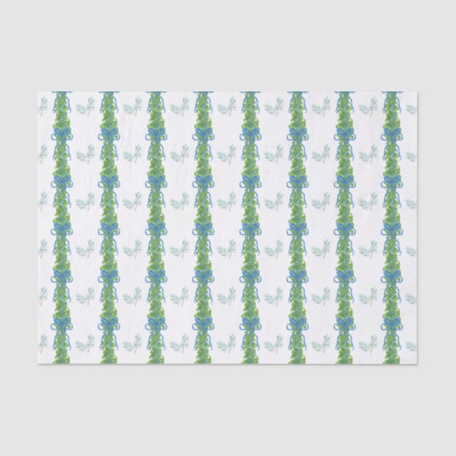 Papier Mousseline Aquarelle Chinoiserie Bow Garland Noël (Recto)