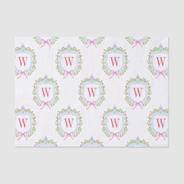 Papier Mousseline Aquarelle Chinoiserie Ginger Jars Monogram Crest (Recto)