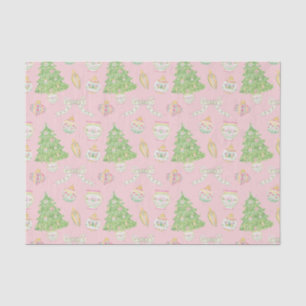 Papier Mousseline Aquarelle Chinoiserie rose Baubles Arbre de Noël