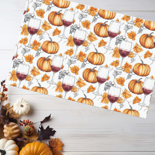 Papier Mousseline Aquarelle Citrouille et vin Automne