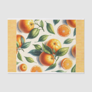 Papier Mousseline Aquarelle Citrus Orange Feuille Mariage