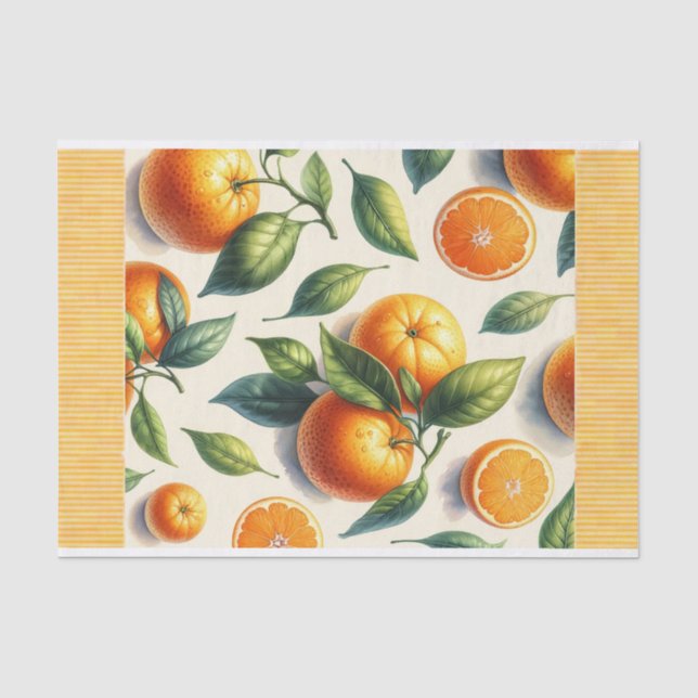Papier Mousseline Aquarelle Citrus Orange Feuille Mariage (Recto)