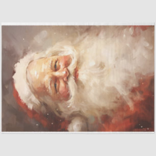 Papier Mousseline Aquarelle classique Père Noël souriant casquette r