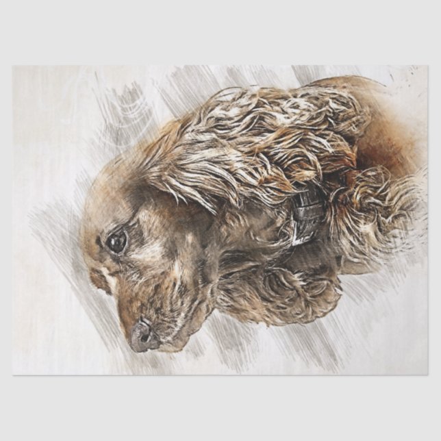 Papier Mousseline Aquarelle Cocker Spaniel Chien (Recto)